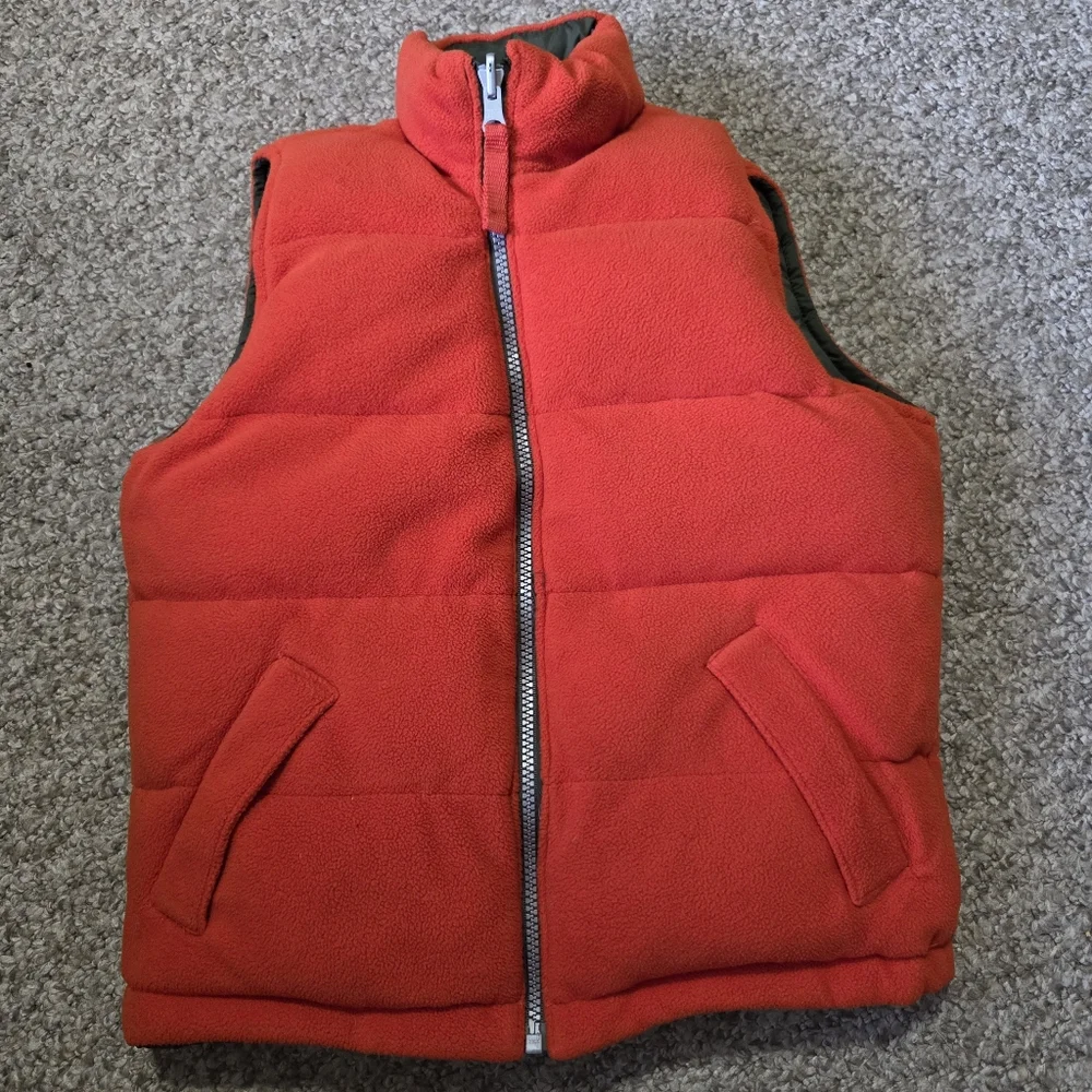 BOY GAP KIDS XS Puffer Down Waterfowl‎ Filled Vest Reversible Olive Green/Orange